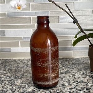 😊 Vintage Amber Glass Stubby Beer Bottle (1918's) 🍺